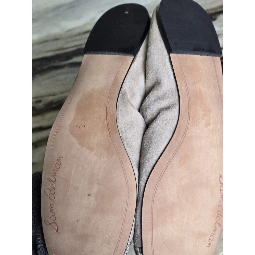 Sam Edelman Baxton Suede Ballet Flats Taupe Snakeskin Size 9 Comfort Lightweight